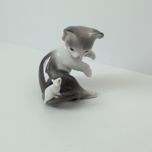 LLADRO Handmade in Spain Cat Mouse Porcelain Collectible Figurine 1994 Glossy - Picture 9 of 12